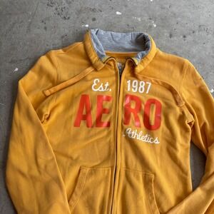 Aeropostale‎ Est. 1987 Athletics Full Zip Collared Sweatshirt Jacket Yellow y2k